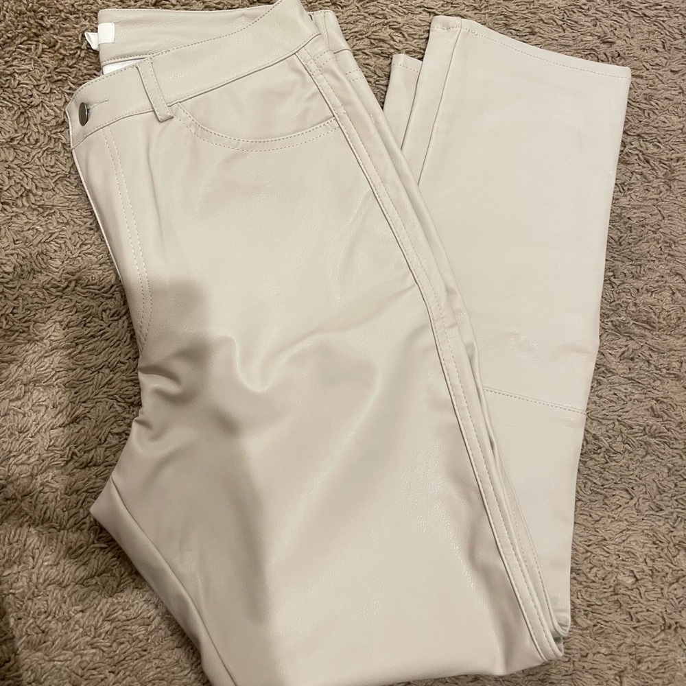 H&m nude/grey leather pants